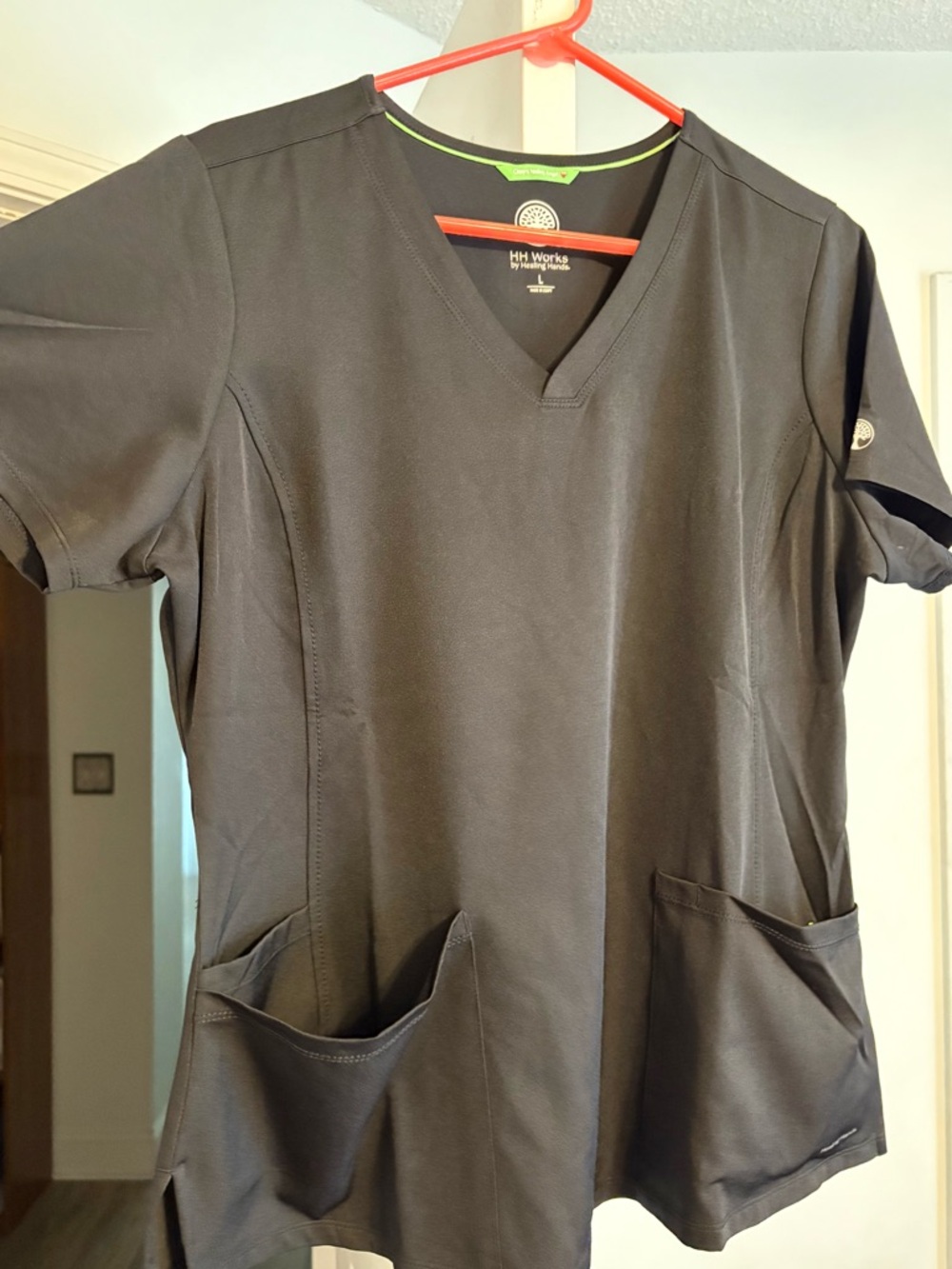 healing hands black v-neck scrub top